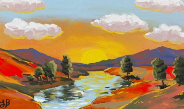 Sunset over the river